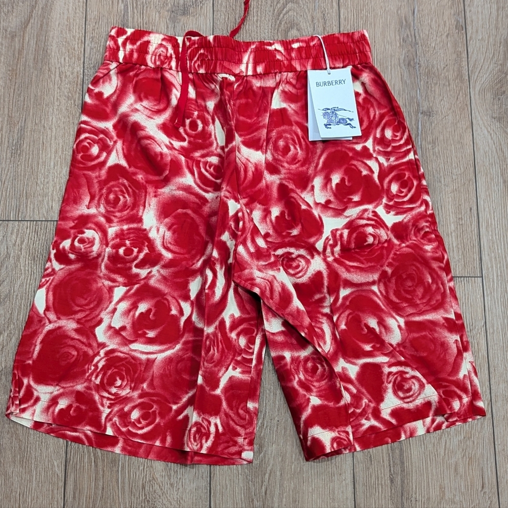 $1050 Mens Burberry Rose Floral Viscose Shorts Small